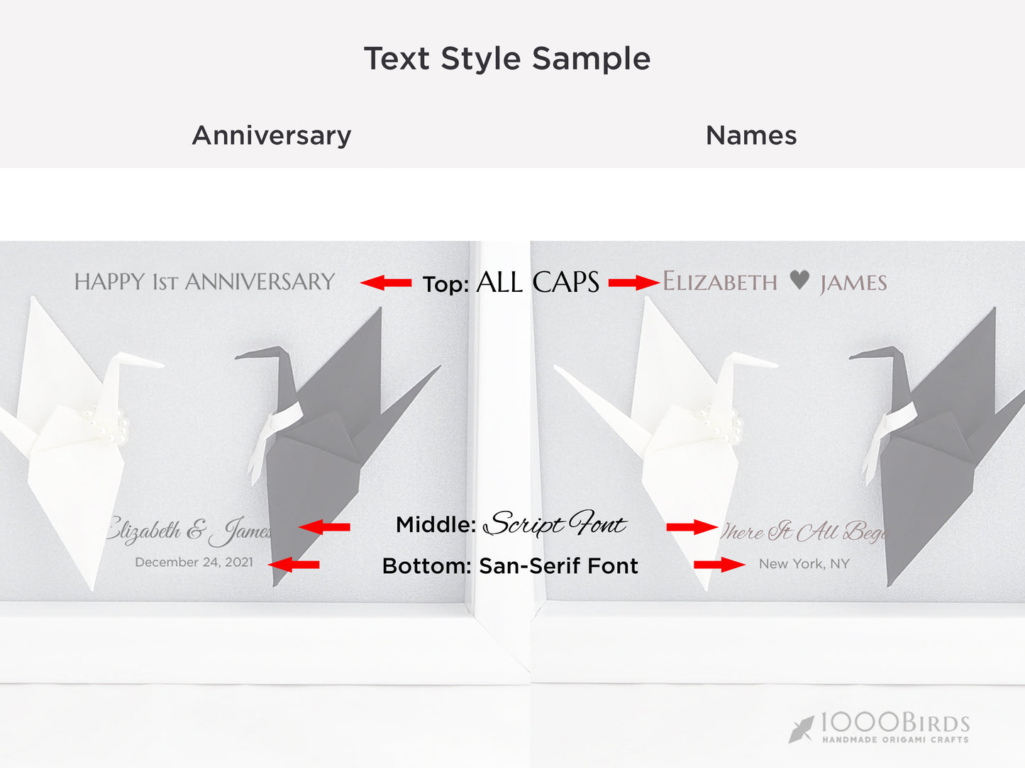 Customized Paper Flower Bouquet with Origami Crane – Framed Art for First Wedding Anniversary / Paper Anniversary Gift