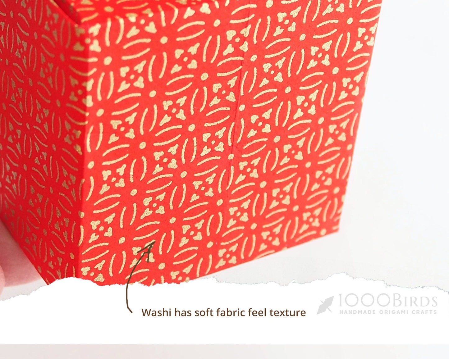 Origami Heart Gift Box: Japanese Washi Paper, Red & Gold