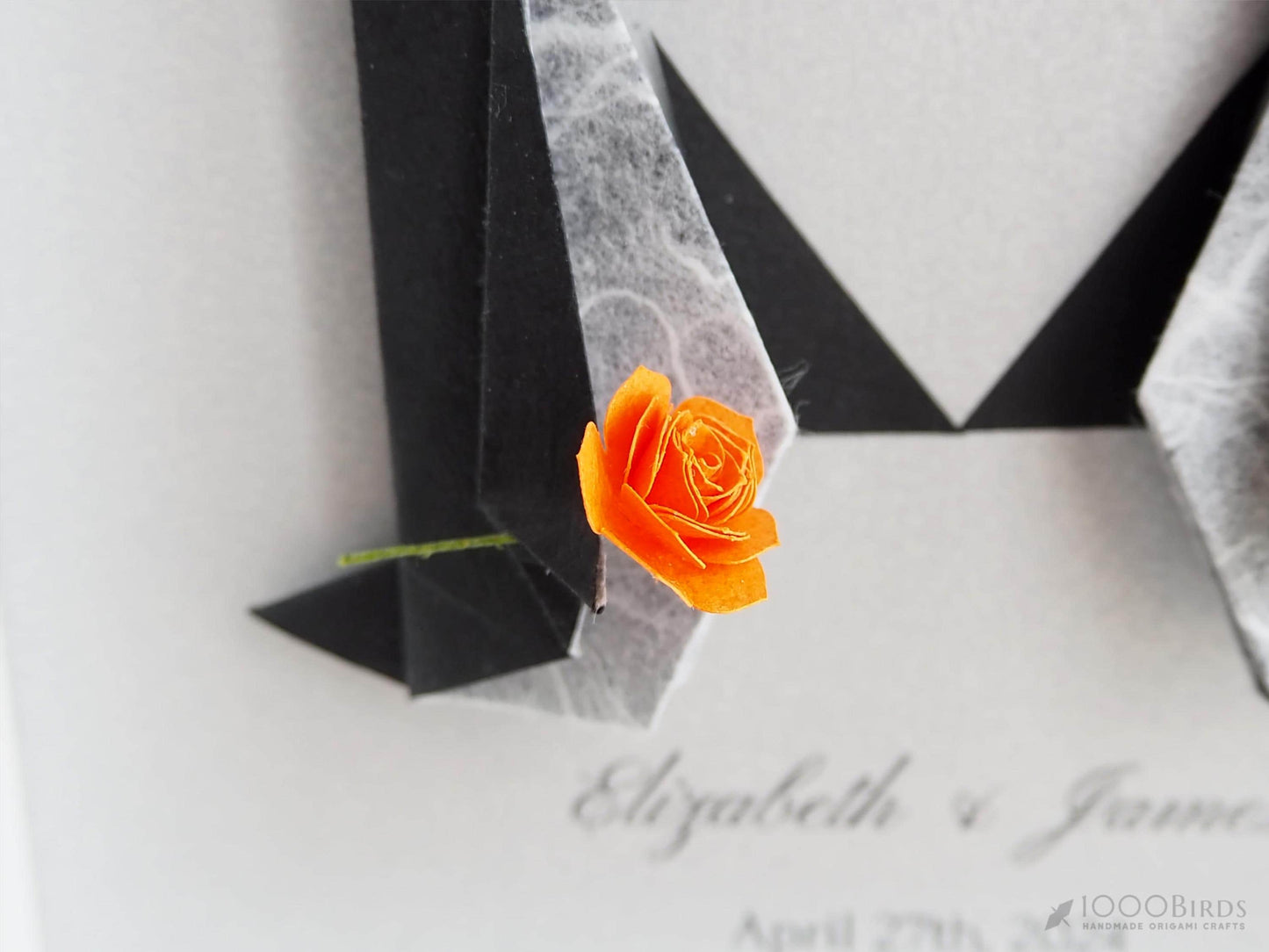 Personalized Origami Penguin Couple – Framed Art for First Wedding Anniversary / Paper Anniversary Gift