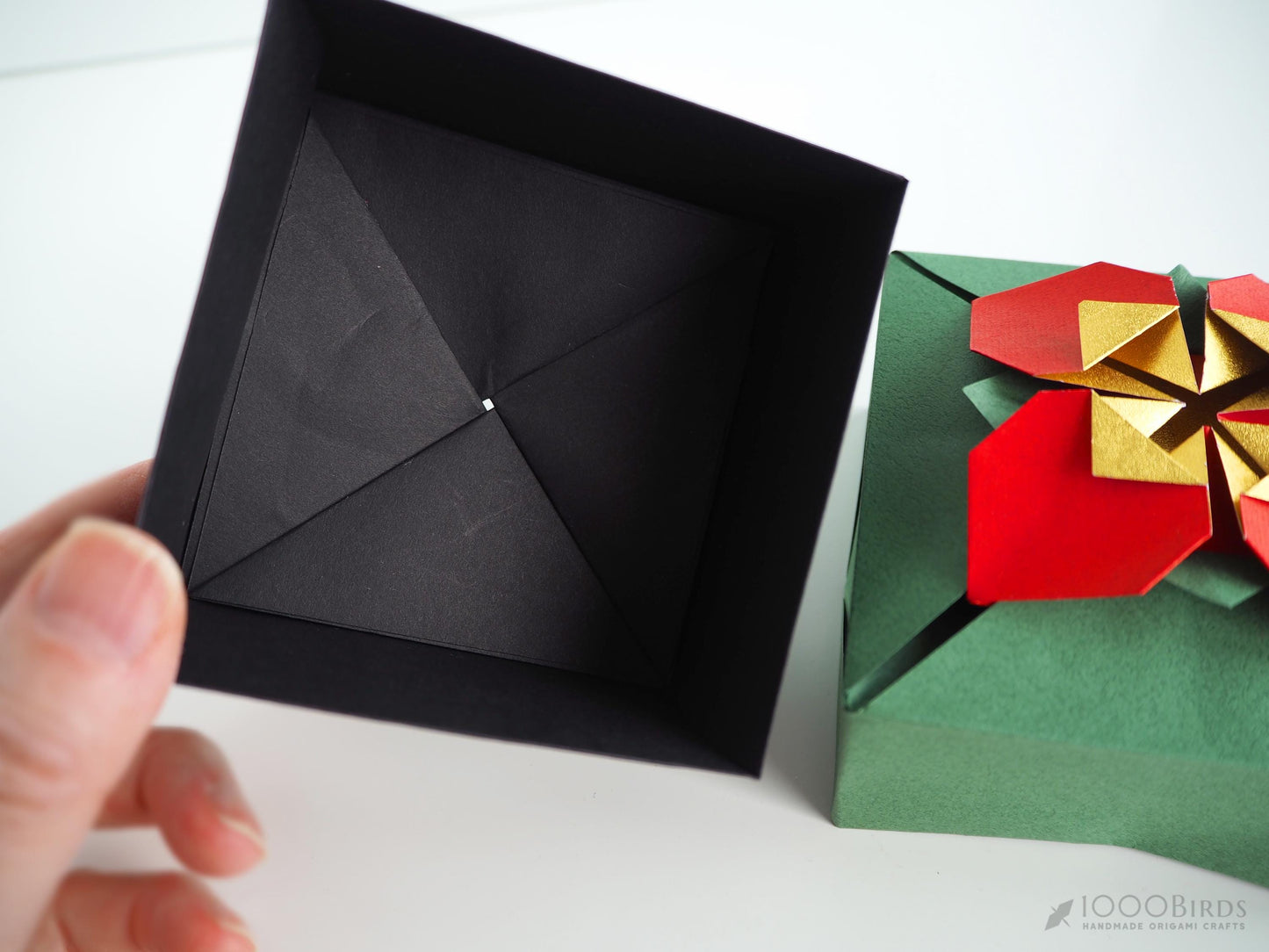 Eco-Friendly Christmas Gift Boxes – Red and Green or Gold, Silver and Black – Handcrafted Japanese Origami Box – For Holiday Gifts & Jewelry