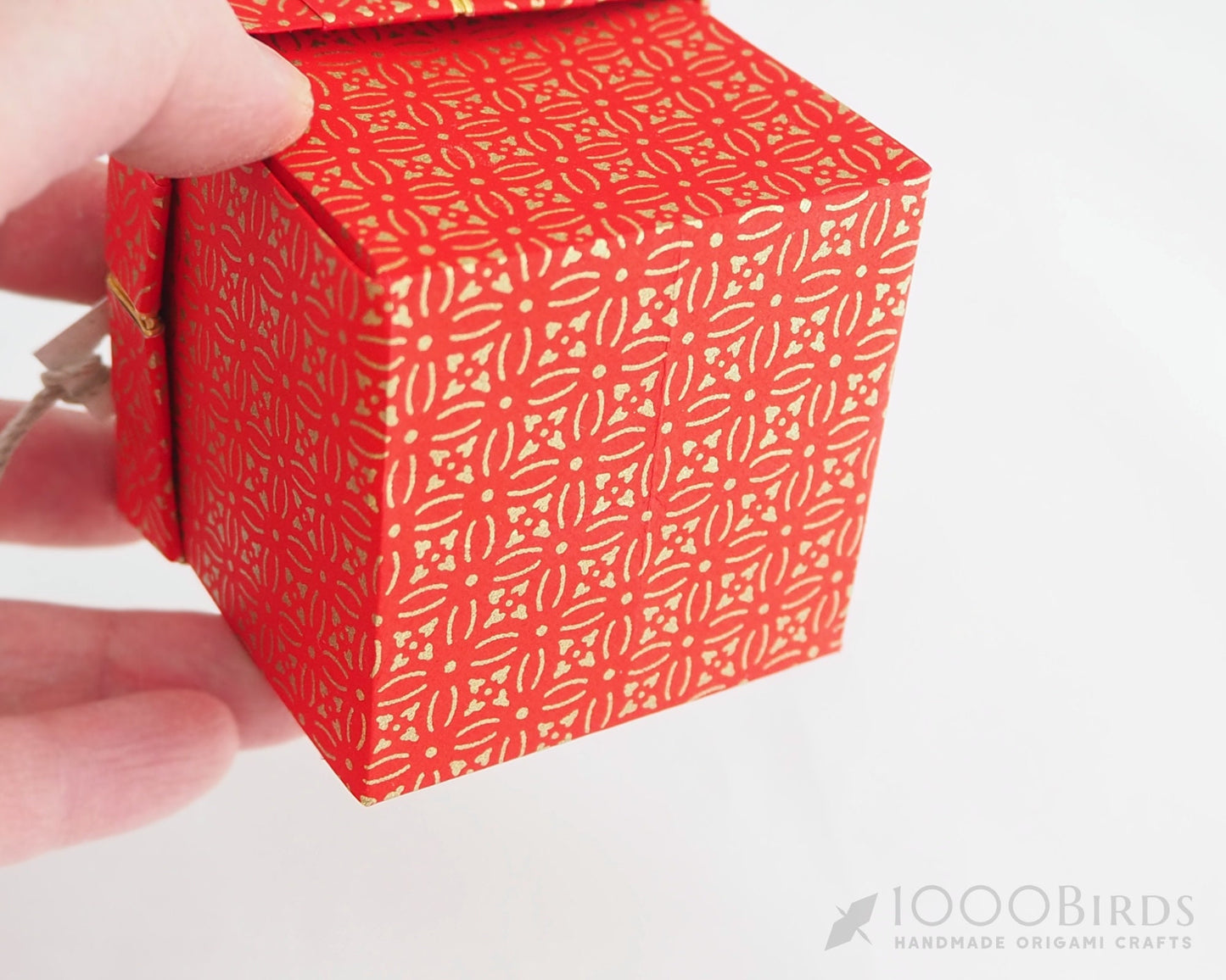 Origami Heart Gift Box: Japanese Washi Paper, Red & Gold