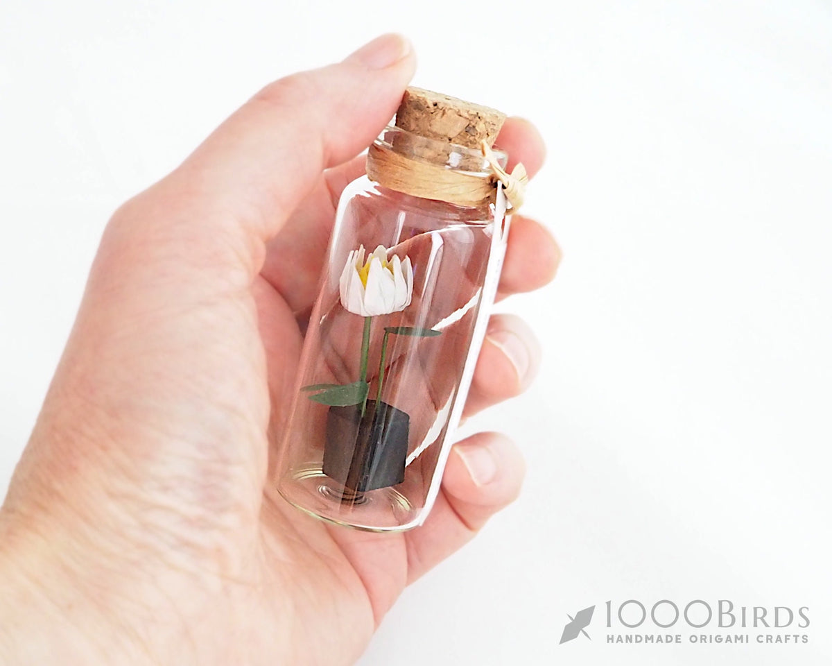 Origami Lotus Flower in Bottle: Personalized Paper Lotus Gift