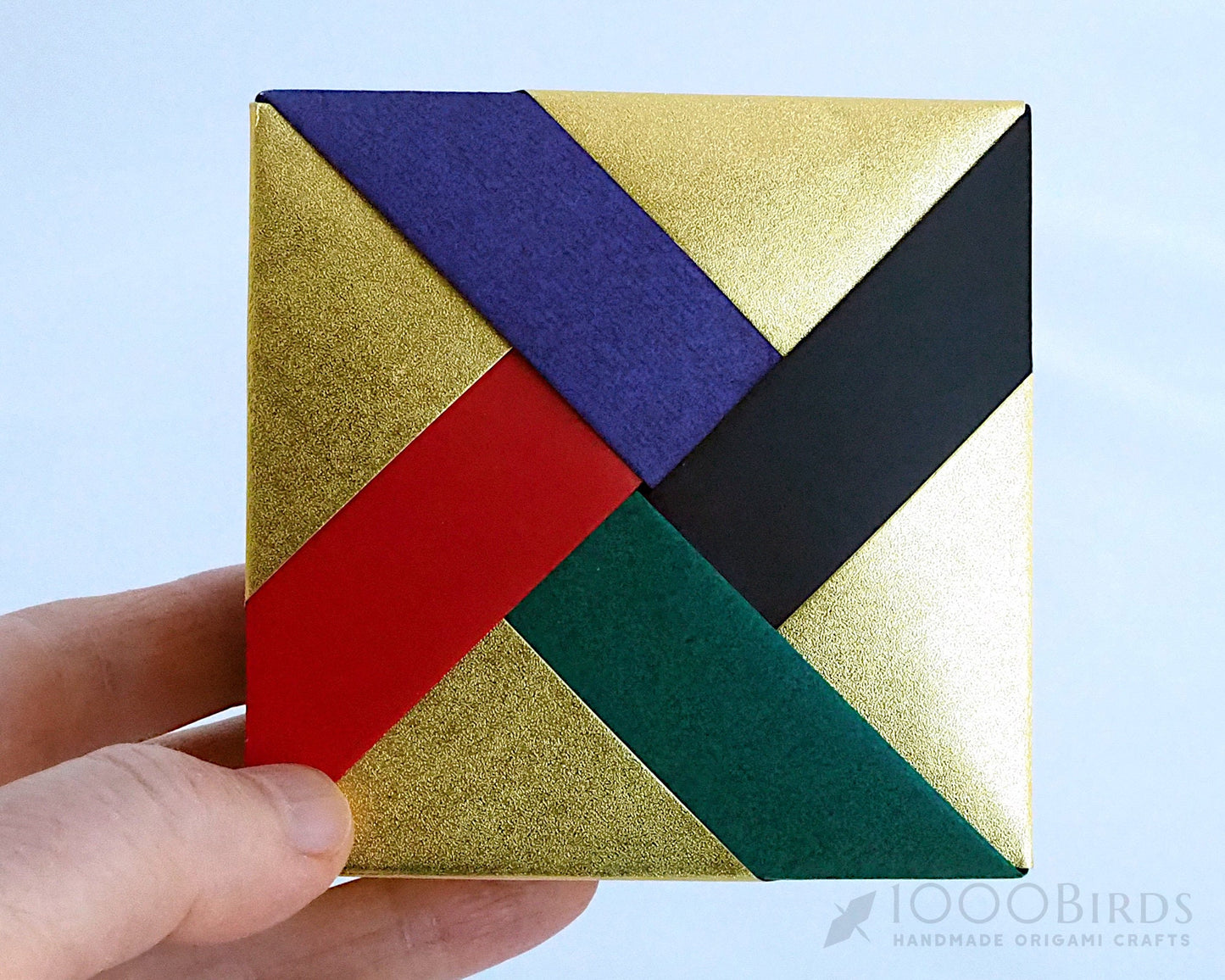 Chevron Origami Square Gift Box with Lid - Handmade