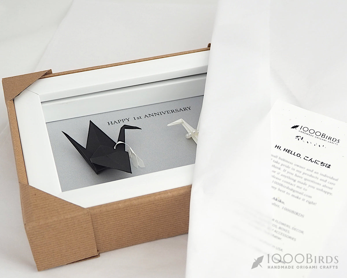Hand-Printed Crane Pattern Japanese Washi Origami Art– First Anniversary, Unique Wedding, Personalized Gift