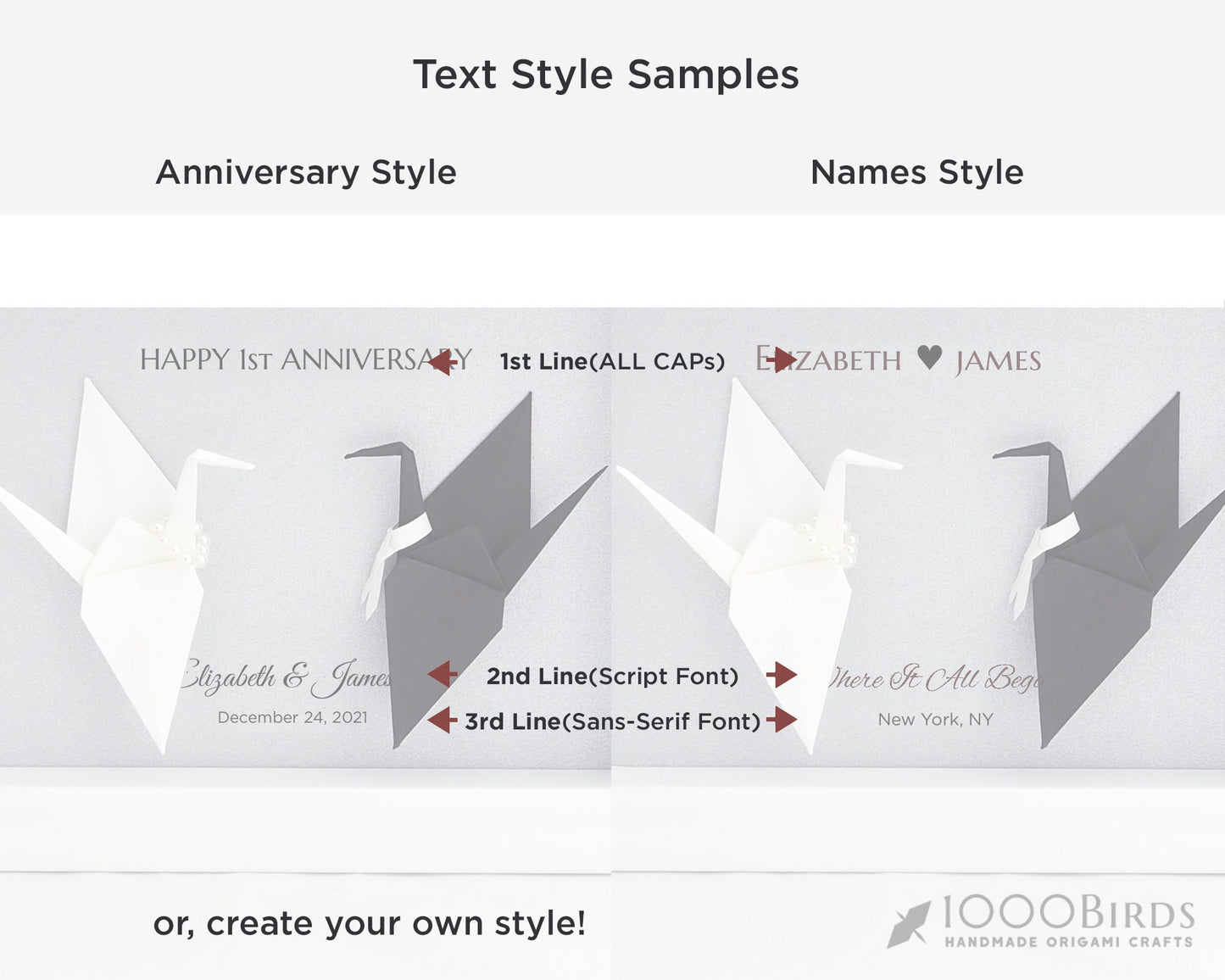 Fireworks Vermilion and Black Japanese Yuzen Washi Origami, You and Me Love Birds Personalized Art for Couple, First Anniversary Gift