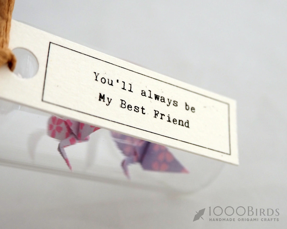 Kawaii Cherry Blossom Origami Paper Cranes in Mini Bottle: Friendship Gift