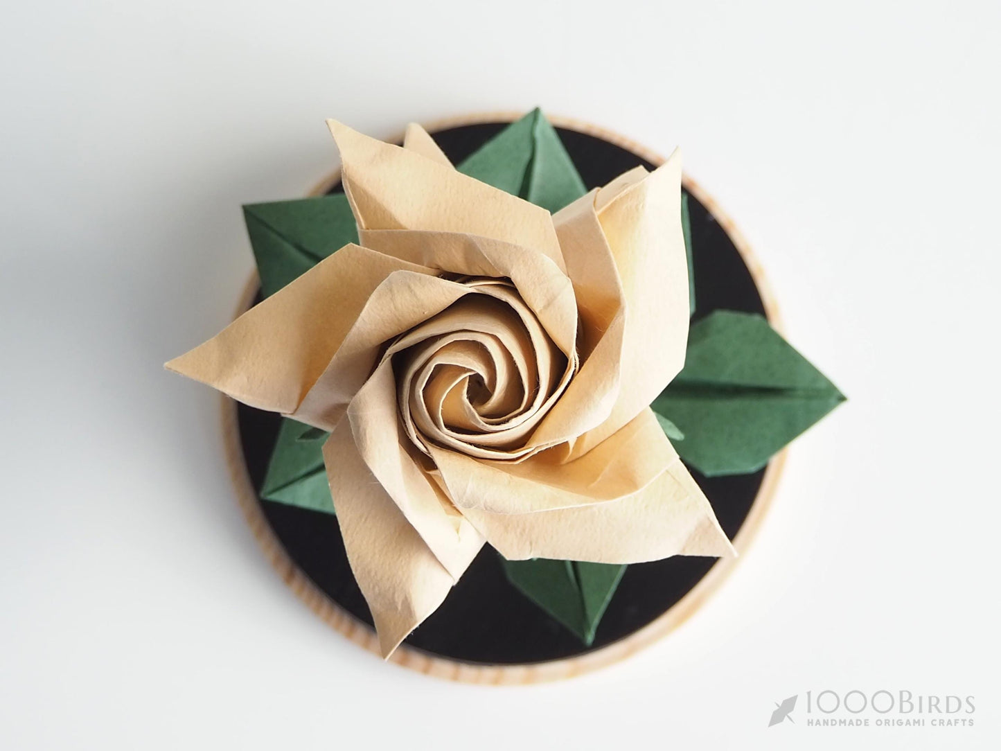 Solid-Colored Origami Rose in Glass Dome – Personalized Anniversary & Valentine’s Keepsake Gift