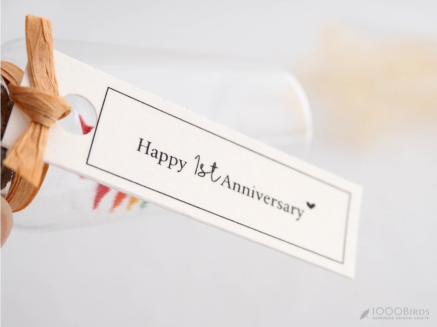 Rainbow Origami Cranes in Glass Bottle: Japanese Good Luck Charm