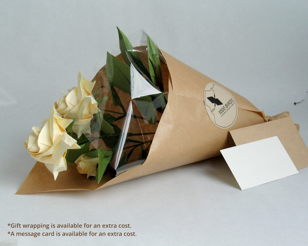 Navy Origami Rose Bouquet: Handmade Japanese Paper Flowers