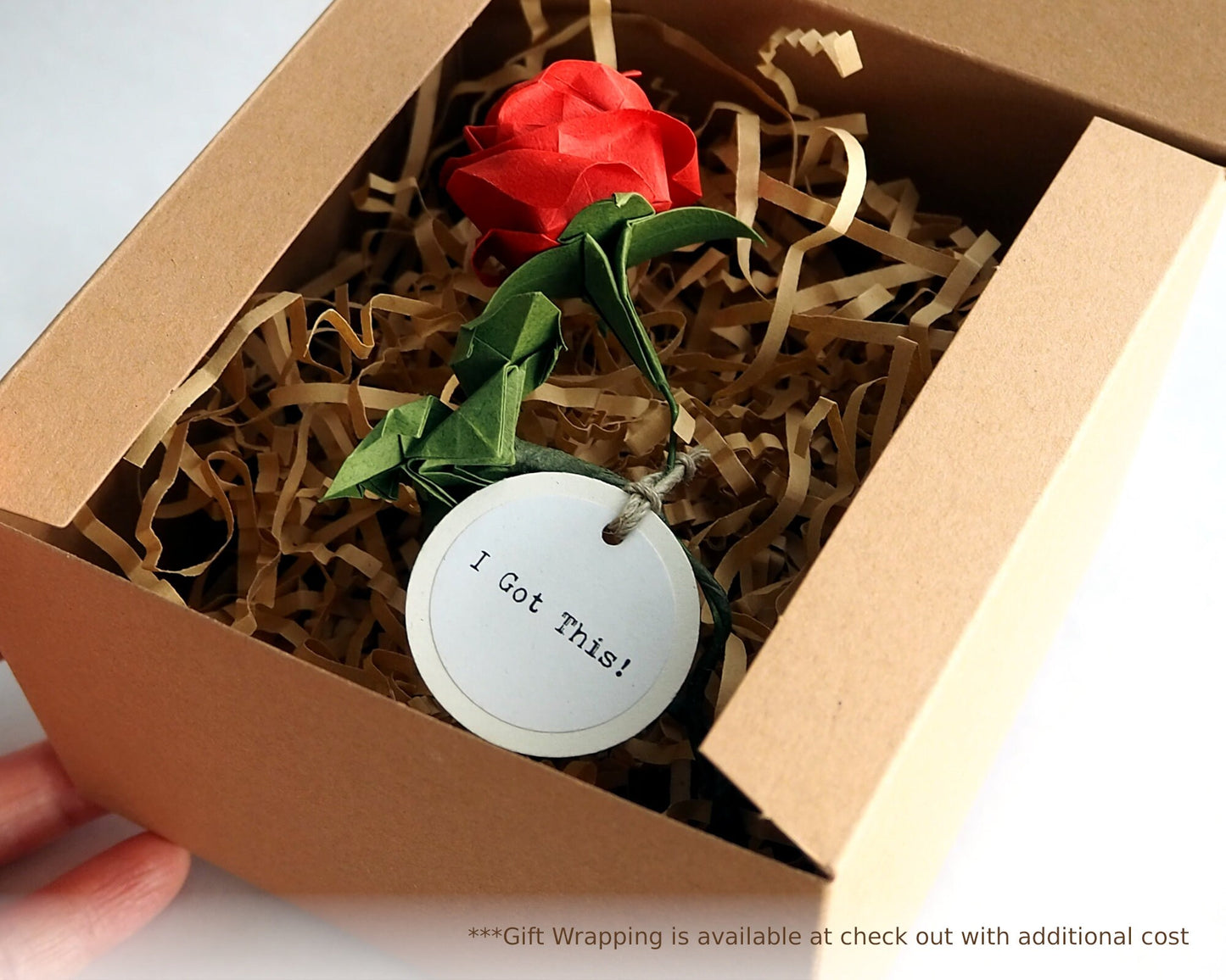 Hand-Folded Origami Paper Rose: Japanese Tant Paper, Encouragement Gift