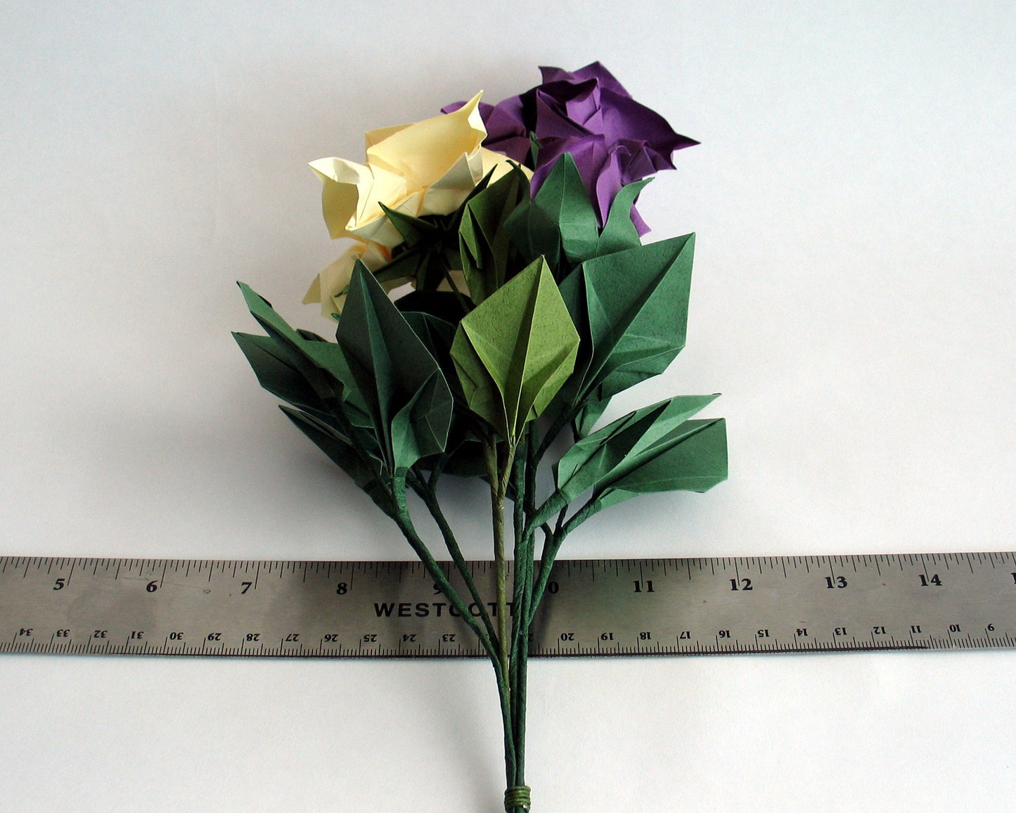 Purple Origami Rose, Cream Origami Rose, Origami Rose Bouquet, Paper Flower Bouquet, Origami Decoration, Paper Anniversary, Anniversary Gift