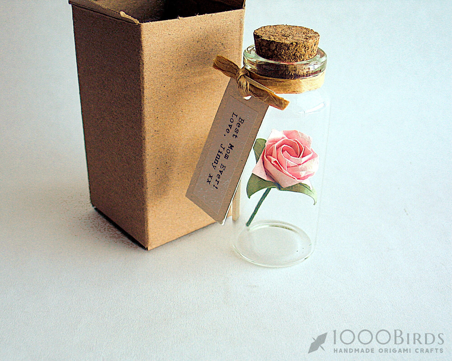 Personalized Mini Bottled Origami Rose: A Unique Artistic Greeting Card Alternative for Valentine's Day and Every Special Occasion