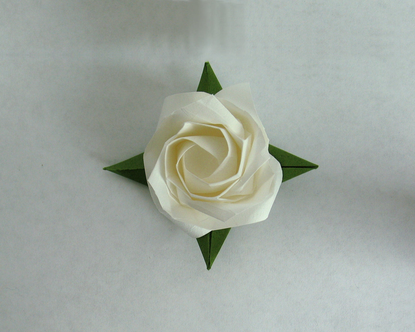 White Origami Rose Head: Handmade Japanese Paper Flower, DIY Decor