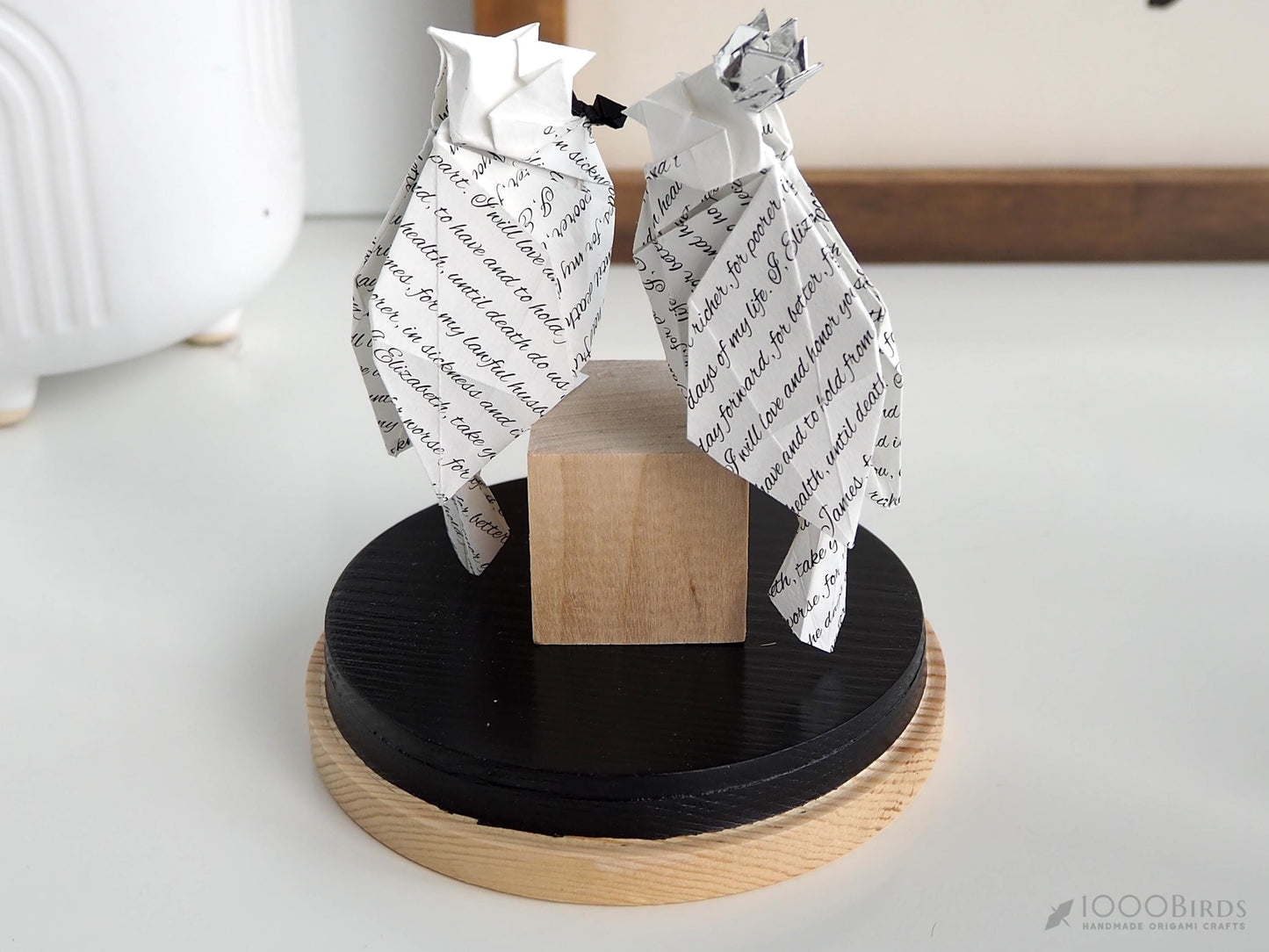 Personalized Origami Cardinal Sculpture | Unique Handmade Gift for First Wedding Anniversary & Paper Anniversary Celebration