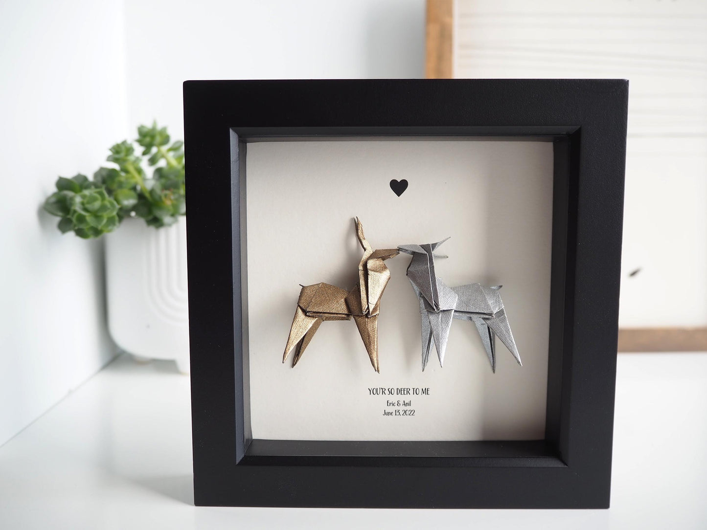 You're So Deer to Me – Origami Deer Wall Art for Couples, Personalized Home Decor & Nature Lover Gift