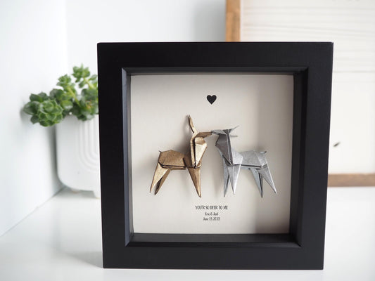 You're So Deer to Me – Origami Deer Wall Art for Couples, Personalized Home Decor & Nature Lover Gift