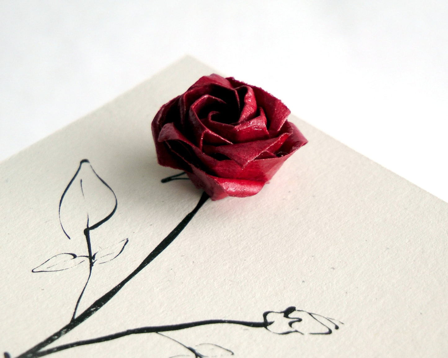 Origami Rose Stud Earring: Sterling Silver, Paper Flower, Kawaii Bijoux