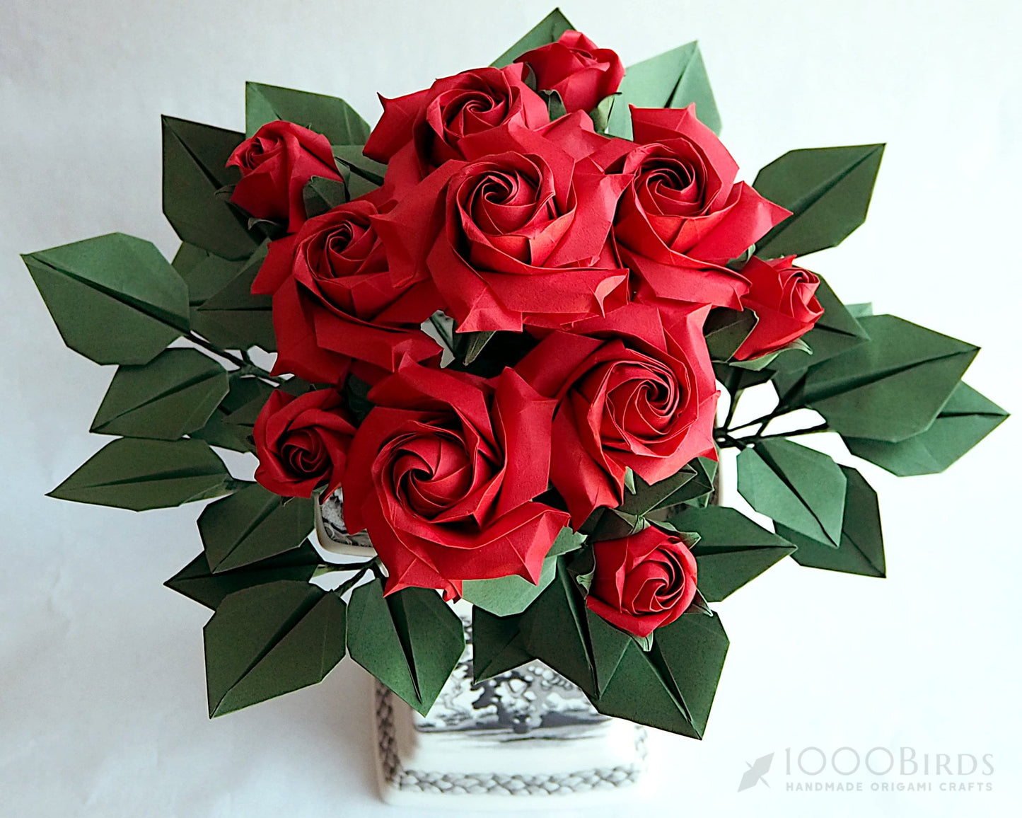 Red Origami Rose Bouquet, Japanese Paper Flower, Valentine's Day Gift