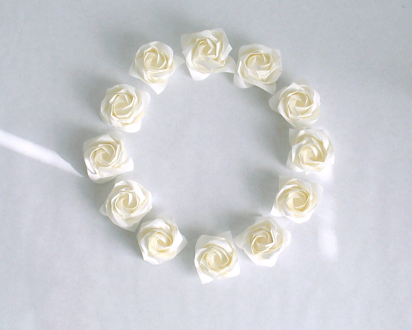 White Origami Rose Head: Handmade Japanese Paper Flower, DIY Decor