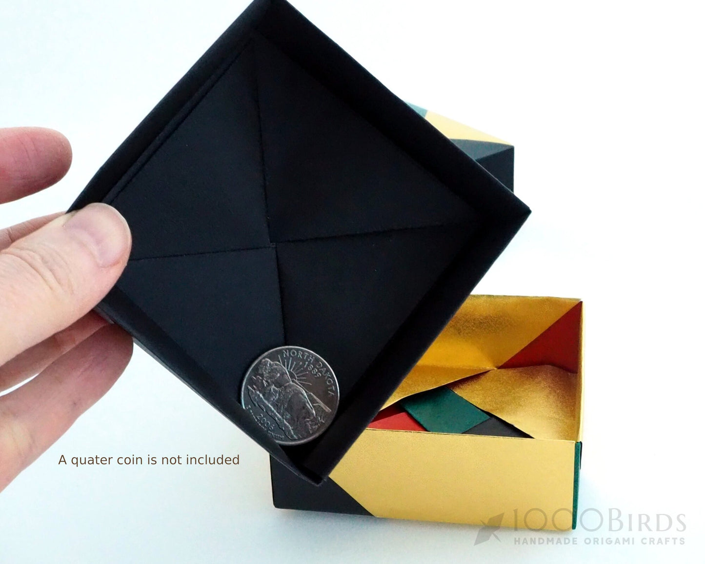 Chevron Origami Square Gift Box with Lid - Handmade