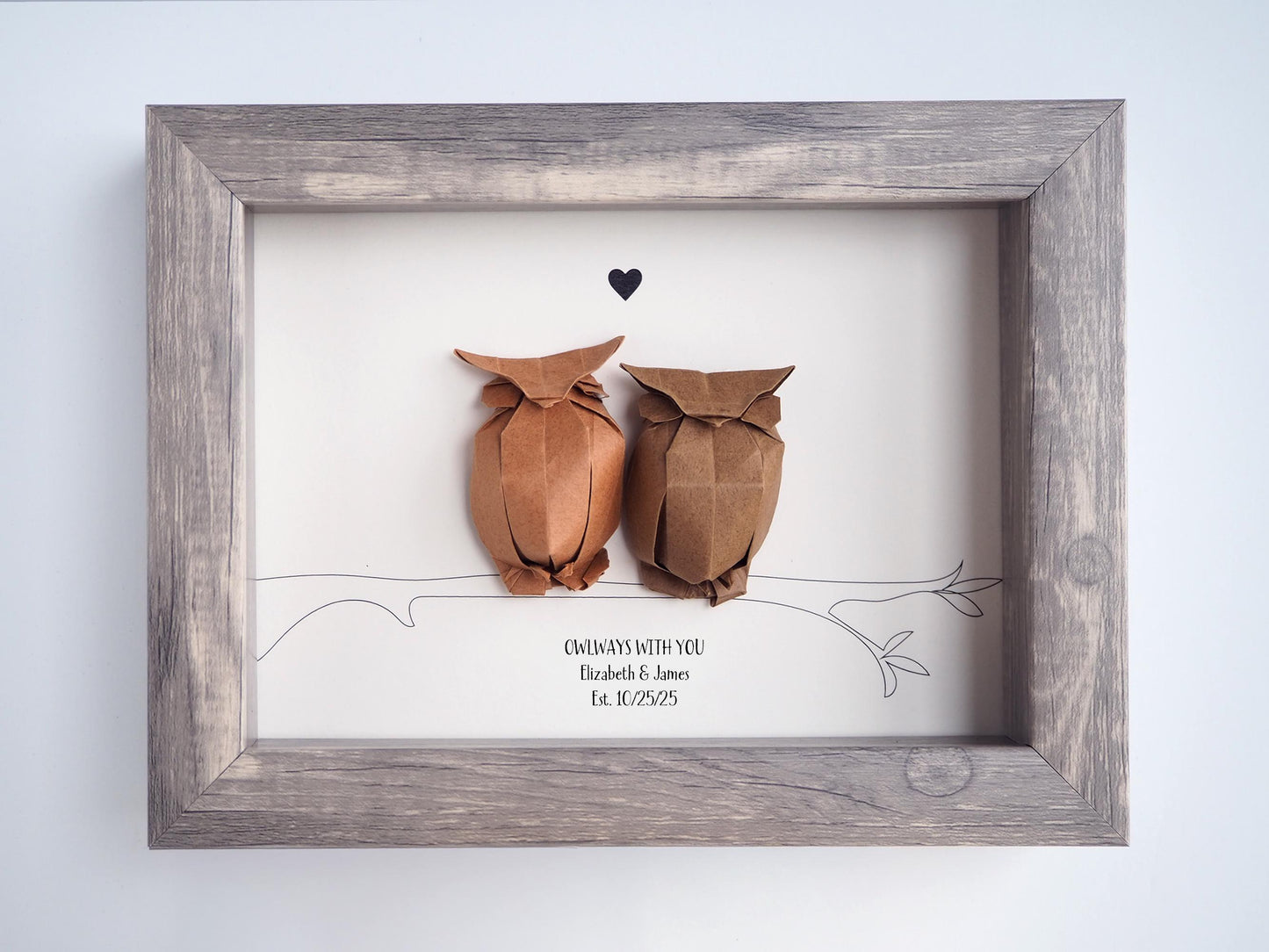 Personalized Origami Owl Framed Art – “Owlways With You” Anniversary Gift for Couples / Wedding Keepsake