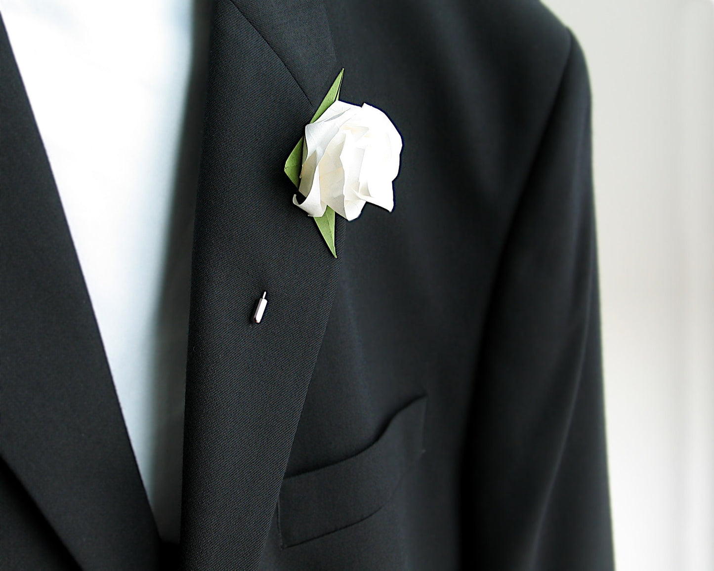 Lapel Pin with Origami Paper Rose, wedding Boutonniere, Wedding Groom Pin, Suite Tie, Floral Lapel Pin, Floral Brooches, Hat Scarf Badge
