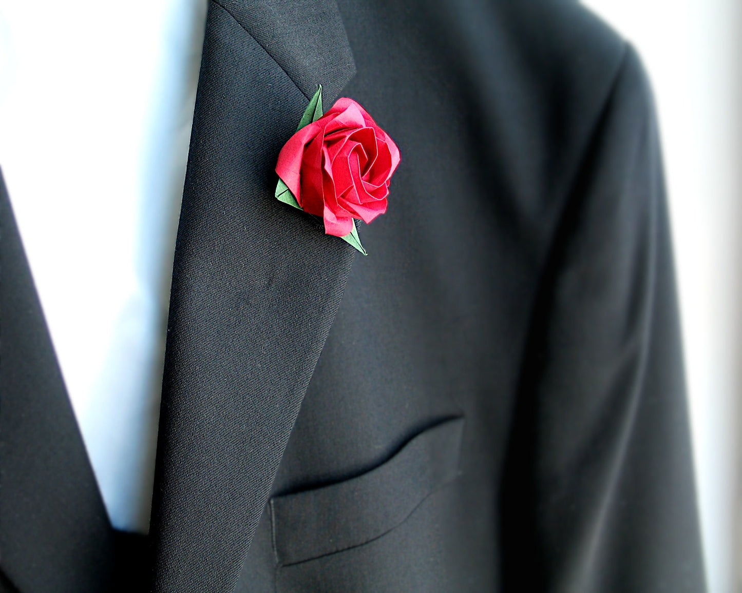 Lapel Pin with Origami Paper Rose, wedding Boutonniere, Wedding Groom Pin, Suite Tie, Floral Lapel Pin, Floral Brooches, Hat Scarf Badge