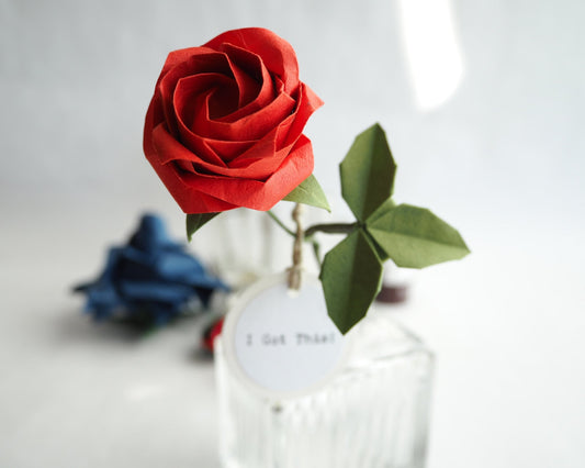 I Love You Rose, Origami Rose Flower, Origami Decoration, Live Laugh Love, Empowering Gift, Perfume Bottle Decor, Gift for Woman