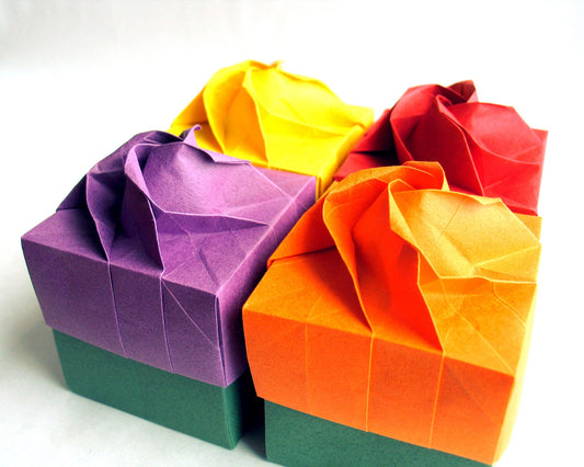 Rose Empty Gift Box, Origami Rose Box, Paper Box Set, 3d Origami, Origami Flowers, Floral Gift Box, Origami Decor, Engagement Box