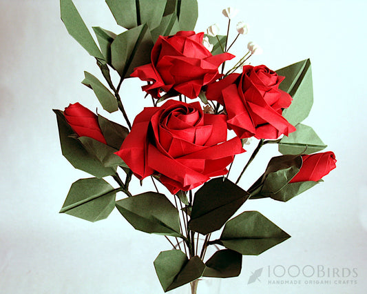 Origami Rose Bouquet, Baby Breath, Paper Flower Bouquet, Artificial Flower,  Valentine's Day Gift, Anniversary Gift, Gift for Wife
