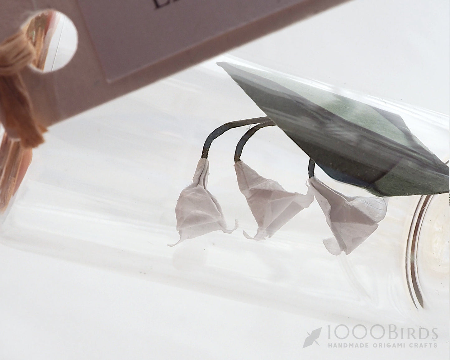 Lily of the Valley, Origami Lily of the Valley, Origami Paper Lily, Mini Glass Bottle, Personalized Gift, Paper Anniversary, Wish Bottle