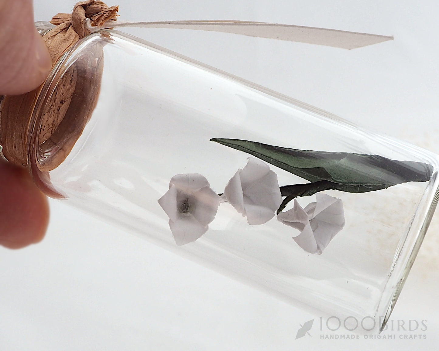 Lily of the Valley, Origami Lily of the Valley, Origami Paper Lily, Mini Glass Bottle, Personalized Gift, Paper Anniversary, Wish Bottle