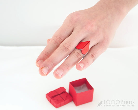 Origami Paper Engagement Ring – Unique Heart Design for Marriage Proposal, Creative "Marry Me" Idea, Special Gift Box for Her