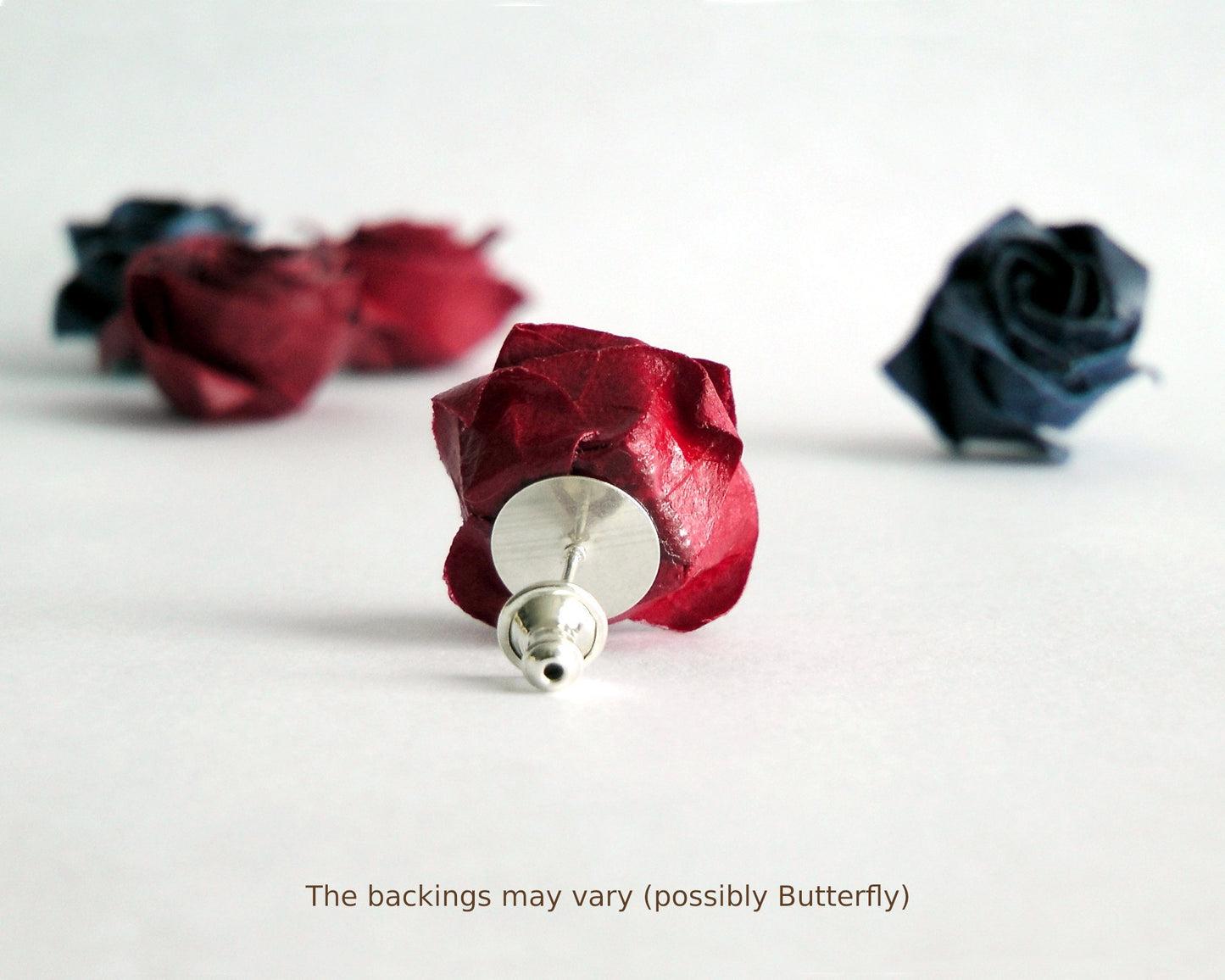 Botanical Earrings, Rose Stud Earrings, Single Earring, Rose Earrings, Origami Earrings, Paper Earrings, Bijoux Origami, Kawaii