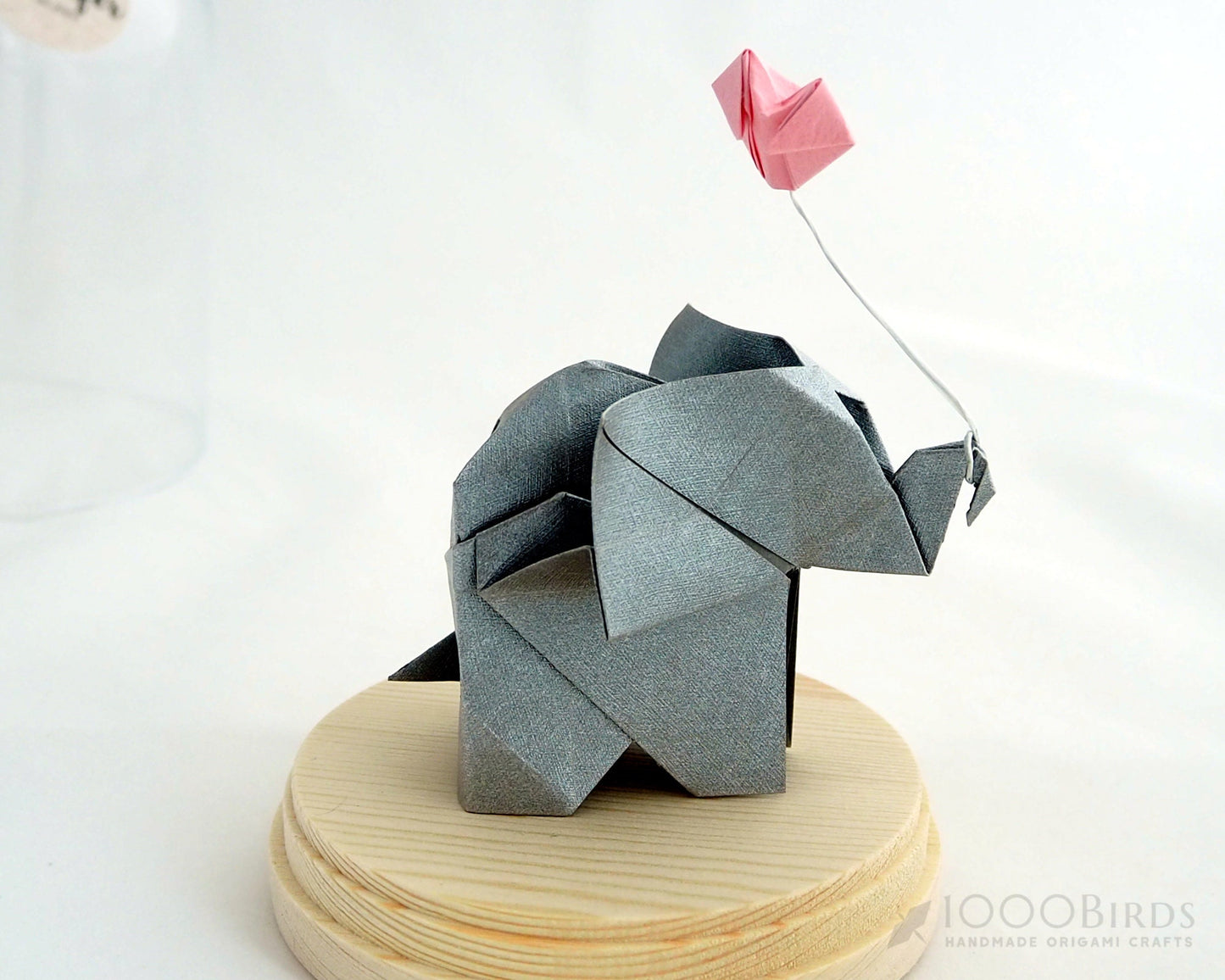 Origami Elephant with Balloon Decor in the Glass Cloche, Baby Shower Gift, Baby Gift, Gift for Mom, Gift for New Parents