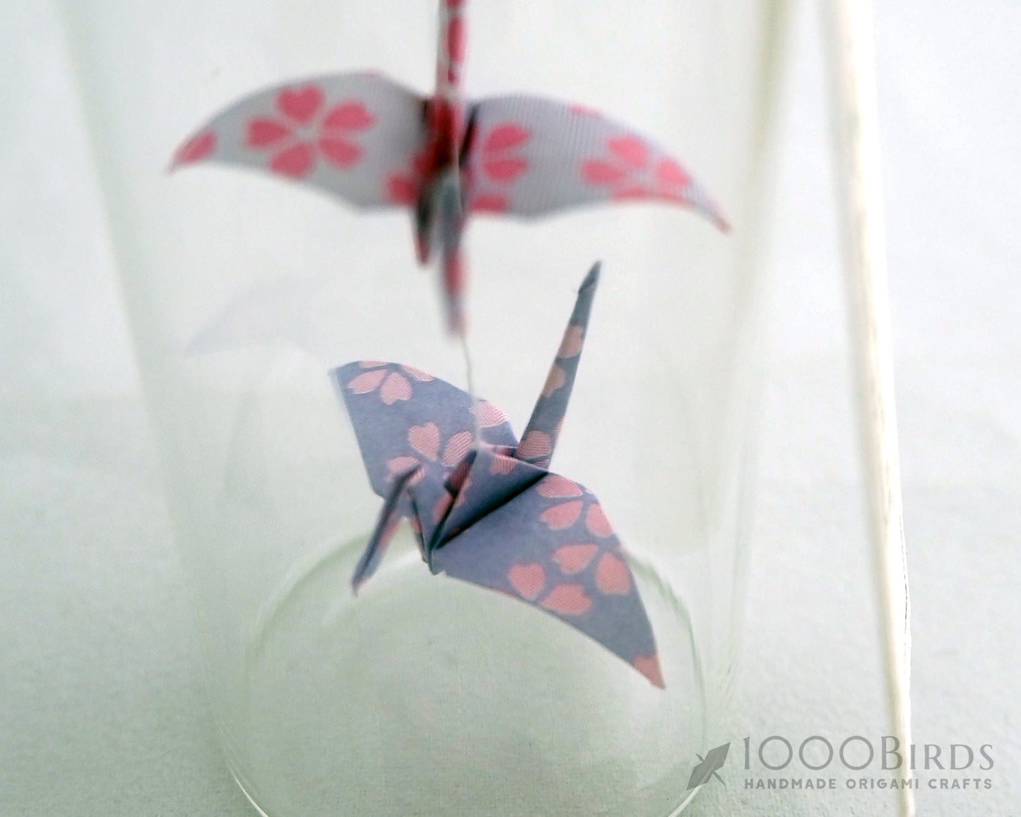 Kawaii Pink Cherry Blossom Origami Paper Cranes Mini Bottle, Crane Garland, Ornament, Bottle Charm, Bottle Art, Friendship Gift, BFF Gift