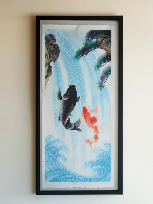 Carp Washi Art Print (Unframed) | Japanese Zen Decor for Tranquil Asian Room Aesthetic and Meditation Spaces