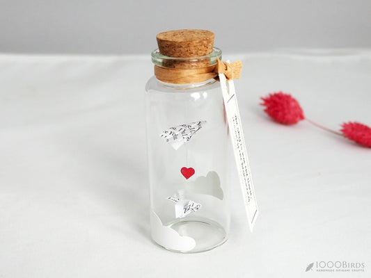 Romantic Honeymoon Travel Keepsake Gift with Two Origami Paper Airplanes - 'I Love You' Text-Printed for Couples