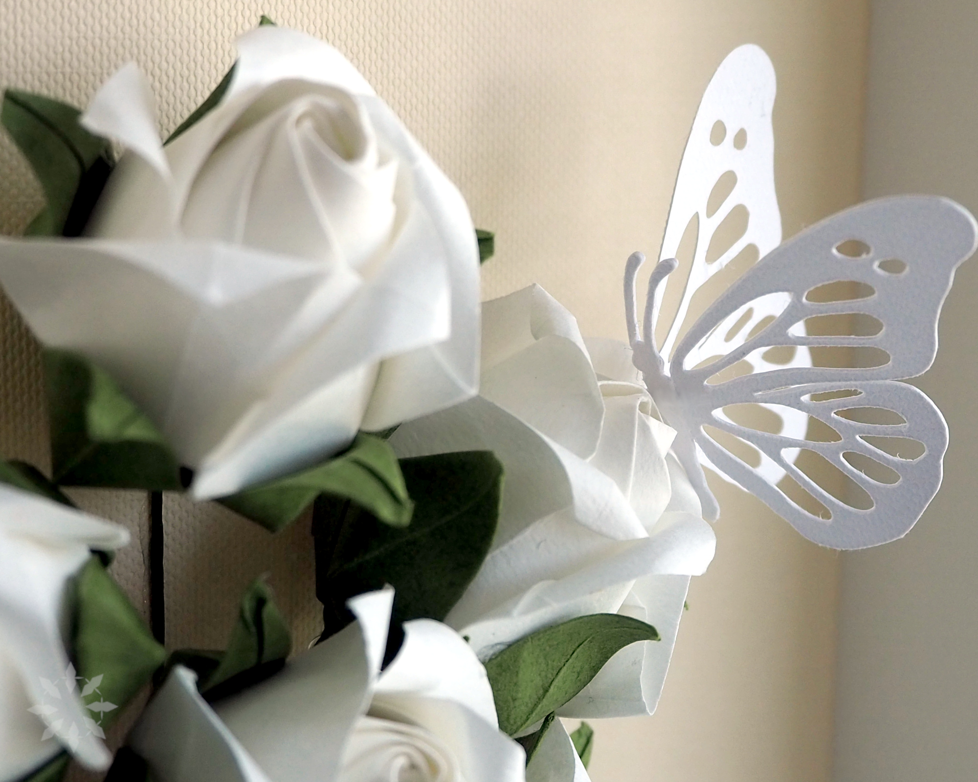 Image of Origami Folded Rosebuds Flower Shadow Box